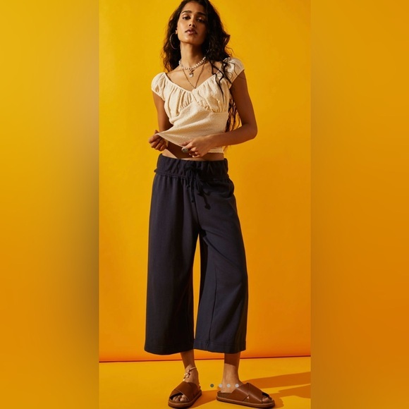 Free People Pants - NWT Free People L Essential Gaucho Pants in Celestial Indigo Blue New $70